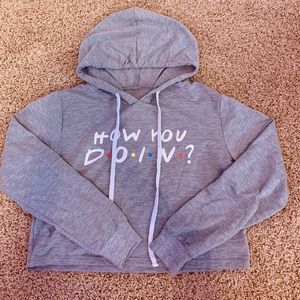“How you doin” FRIENDS CROPPED GRAPHIC HOODIE
